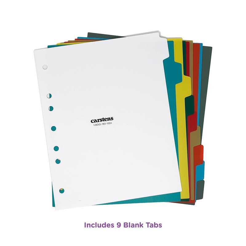 Carstens Heavy Duty Plastic Dividers, 9-Tab, Multi-Color, Blank, for Side-Opening 3-Ring Binders, 1 Set - Image 2